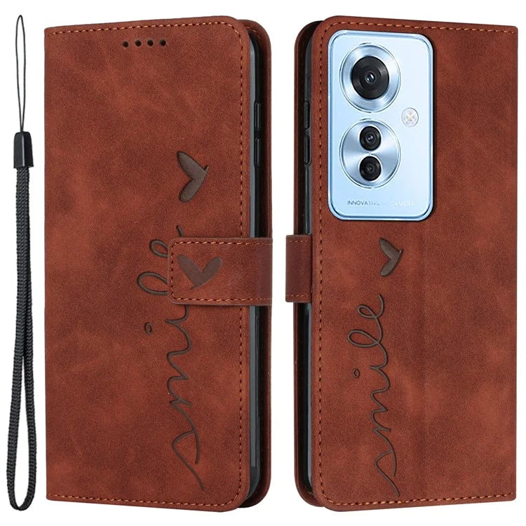 For Oppo Reno11 F 5G / F25 Pro 5G Case Imprinted Love Heart Leather Stand Phone Cover