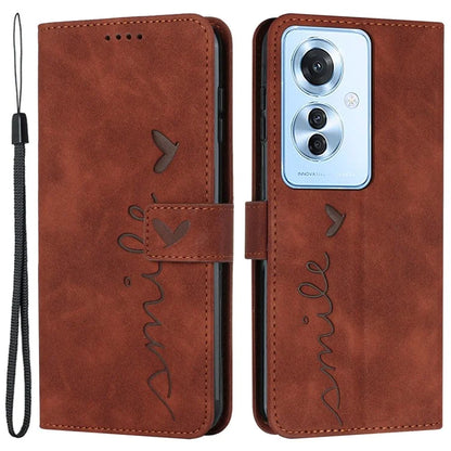 For Oppo Reno11 F 5G / F25 Pro 5G Case Imprinted Love Heart Leather Stand Phone Cover