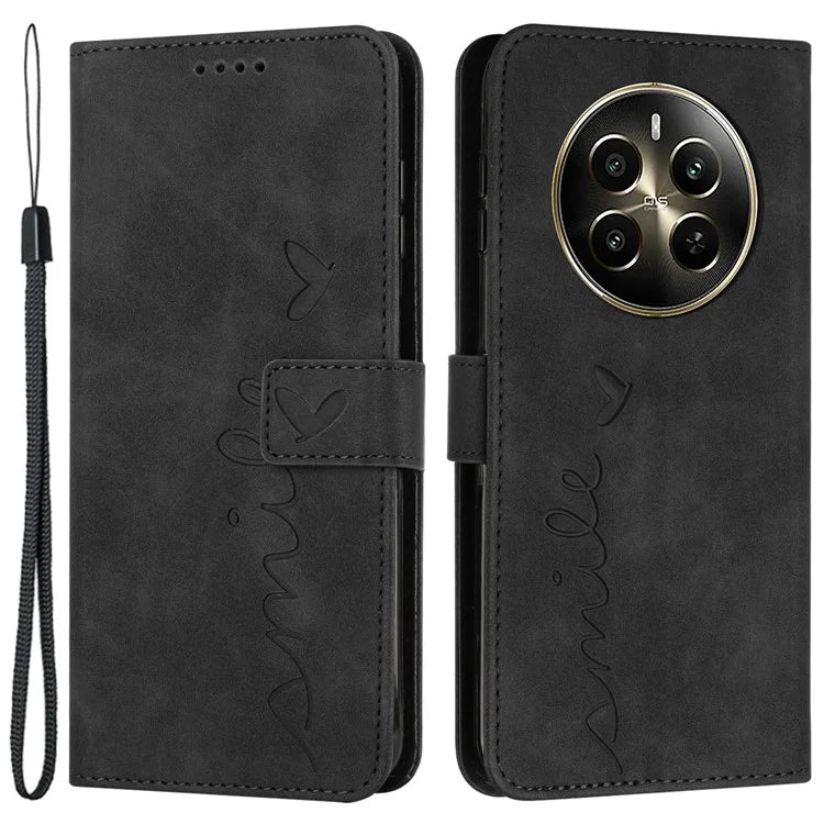 For Realme 12 Pro 5G / 12 Pro+ 5G Case Skin-touch Leather Flip Stand View Phone Cover with Strap
