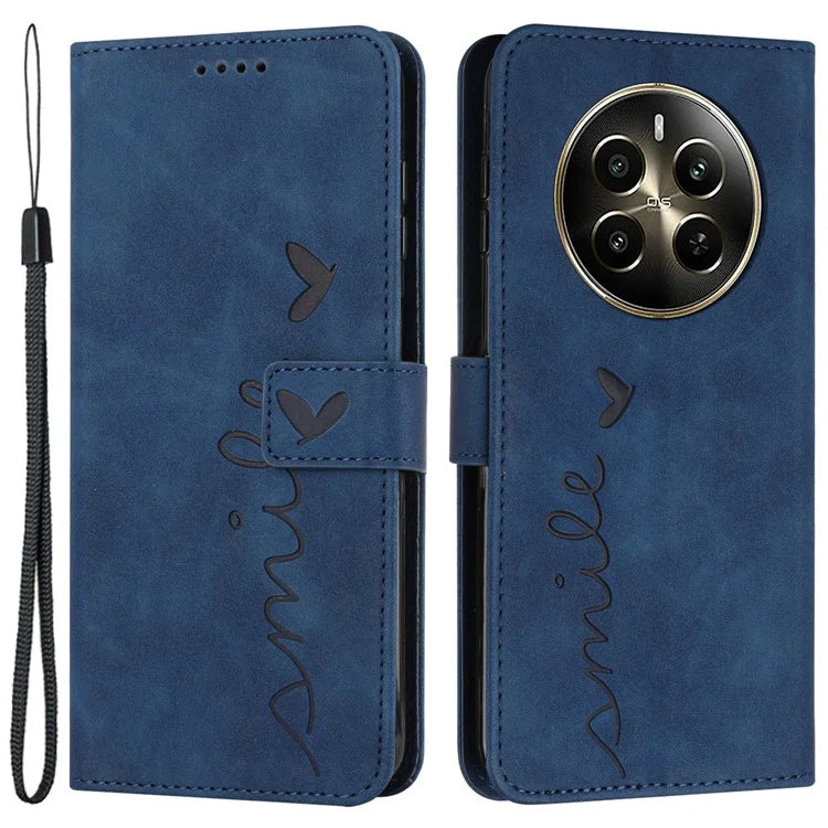 For Realme 12 Pro 5G / 12 Pro+ 5G Case Skin-touch Leather Flip Stand View Phone Cover with Strap