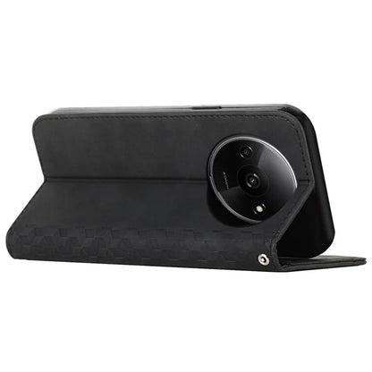 For Xiaomi Redmi A3 Case Splicing Rhombus PU Leather Folio Stand View Phone Cover Skin-touch