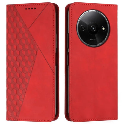 For Xiaomi Redmi A3 Case Splicing Rhombus PU Leather Folio Stand View Phone Cover Skin-touch