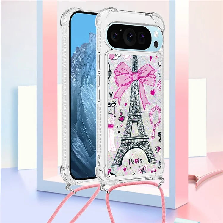 YB Quicksand Series-5 for Google Pixel 9 Case Pattern Printed Liquid Sequins TPU Phone Cover
