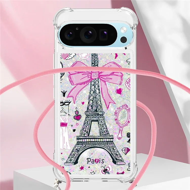YB Quicksand Series-5 for Google Pixel 9 Case Pattern Printed Liquid Sequins TPU Phone Cover