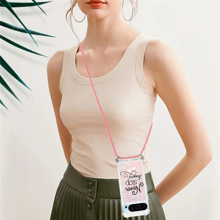 YB Quicksand Series-5 for Google Pixel 9 Case Pattern Printed Liquid Sequins TPU Phone Cover