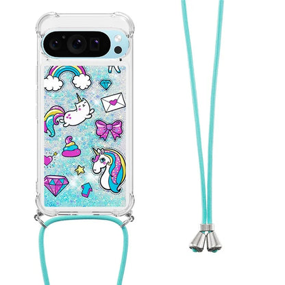 YB Quicksand Series-5 for Google Pixel 9 Case Pattern Printed Liquid Sequins TPU Phone Cover