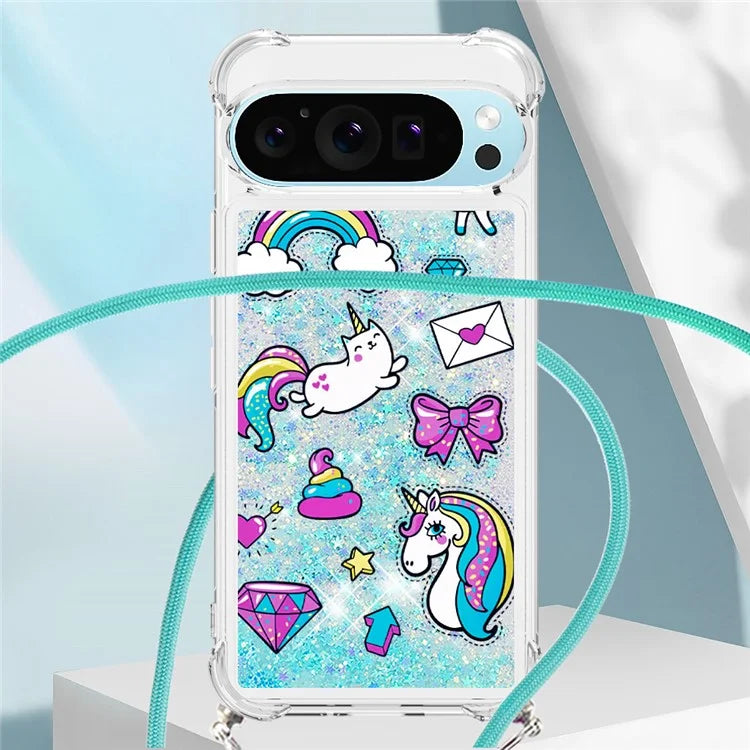 YB Quicksand Series-5 for Google Pixel 9 Case Pattern Printed Liquid Sequins TPU Phone Cover