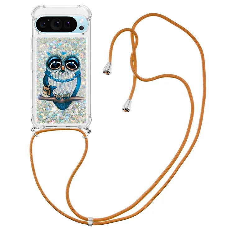 YB Quicksand Series-5 for Google Pixel 9 Case Pattern Printed Liquid Sequins TPU Phone Cover