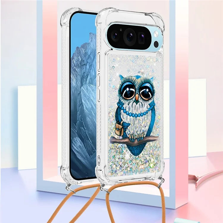 YB Quicksand Series-5 for Google Pixel 9 Case Pattern Printed Liquid Sequins TPU Phone Cover