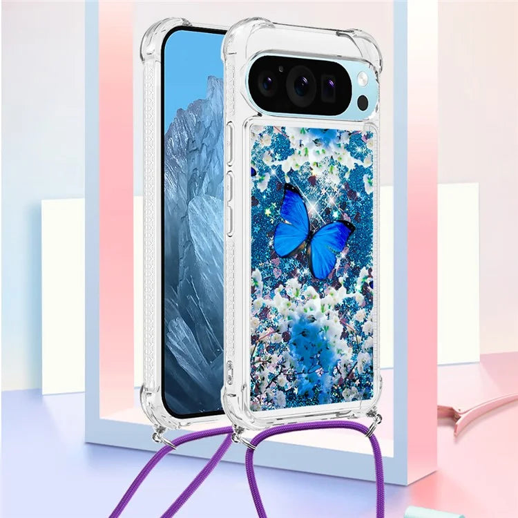 YB Quicksand Series-5 for Google Pixel 9 Case Pattern Printed Liquid Sequins TPU Phone Cover