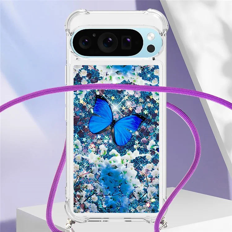 YB Quicksand Series-5 for Google Pixel 9 Case Pattern Printed Liquid Sequins TPU Phone Cover