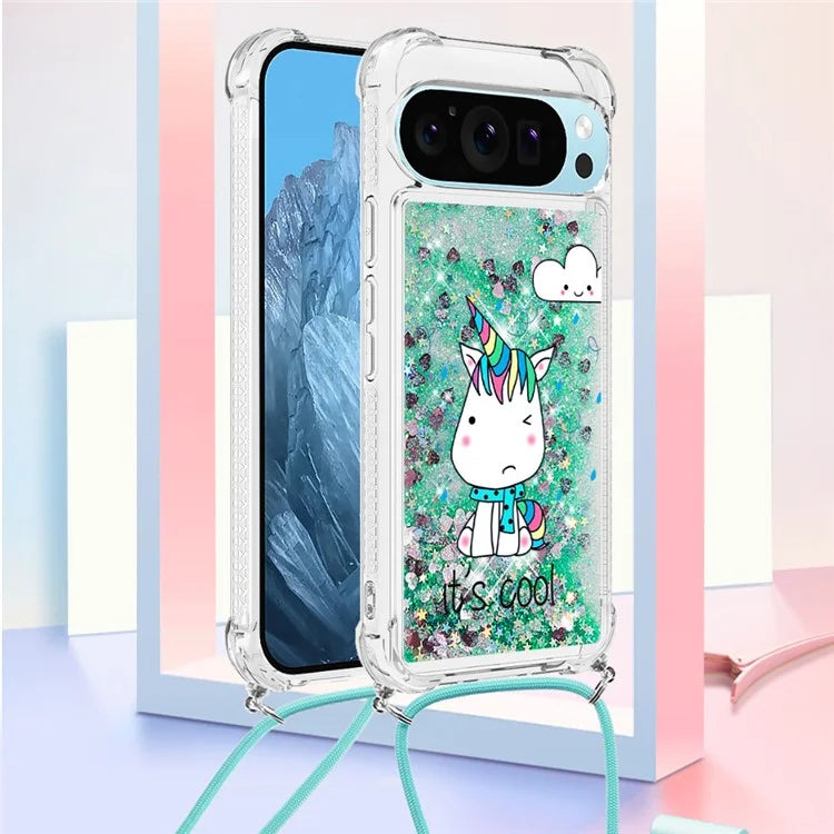 YB Quicksand Series-5 for Google Pixel 9 Case Pattern Printed Liquid Sequins TPU Phone Cover