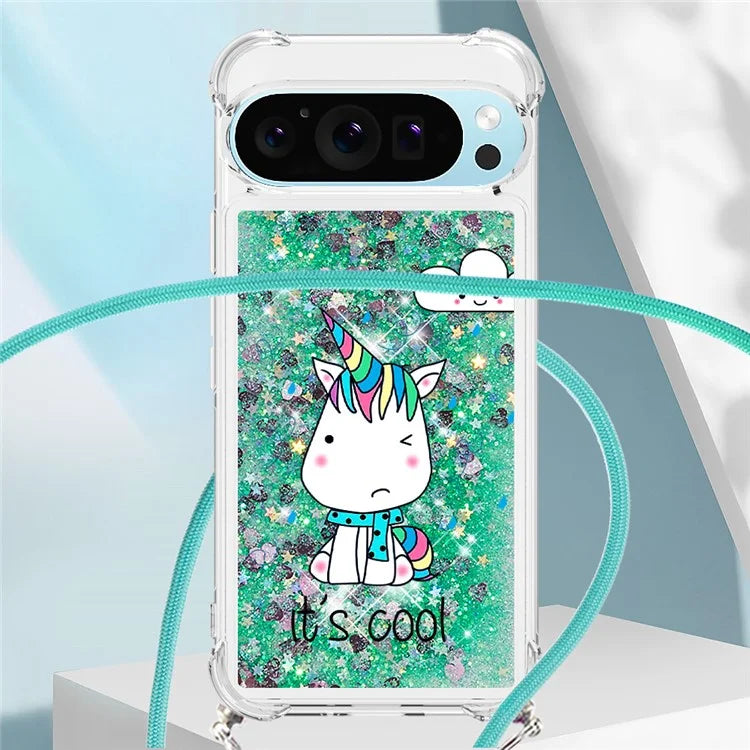 YB Quicksand Series-5 for Google Pixel 9 Case Pattern Printed Liquid Sequins TPU Phone Cover