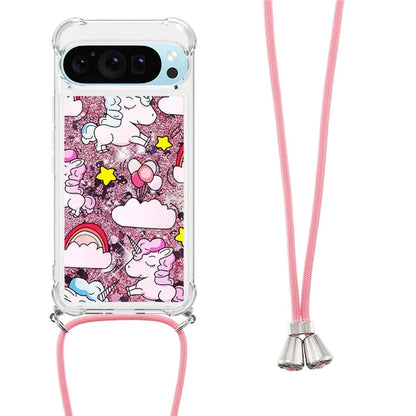 YB Quicksand Series-5 for Google Pixel 9 Case Pattern Printed Liquid Sequins TPU Phone Cover