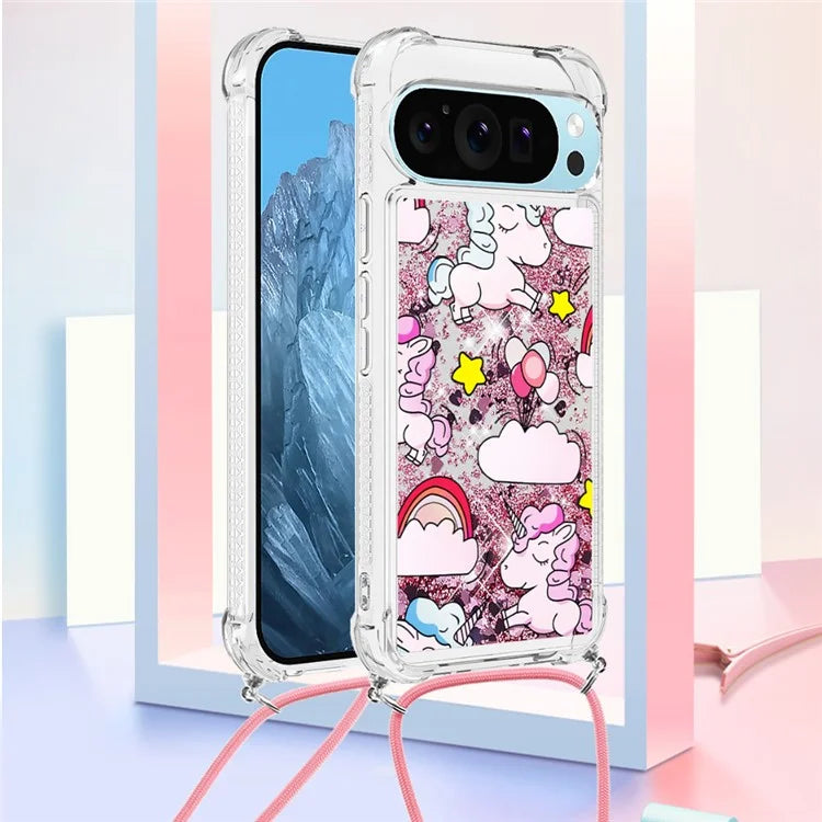YB Quicksand Series-5 for Google Pixel 9 Case Pattern Printed Liquid Sequins TPU Phone Cover