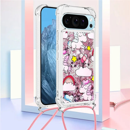 YB Quicksand Series-5 for Google Pixel 9 Case Pattern Printed Liquid Sequins TPU Phone Cover