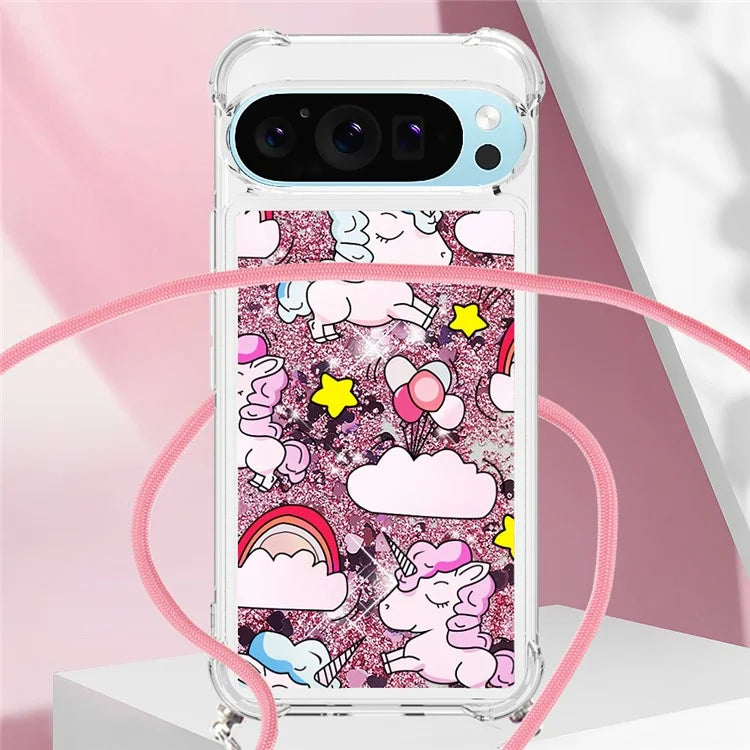 YB Quicksand Series-5 for Google Pixel 9 Case Pattern Printed Liquid Sequins TPU Phone Cover