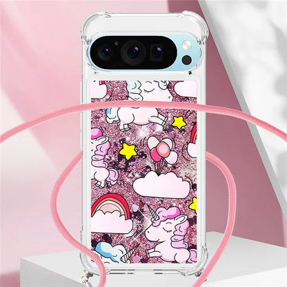 YB Quicksand Series-5 for Google Pixel 9 Case Pattern Printed Liquid Sequins TPU Phone Cover