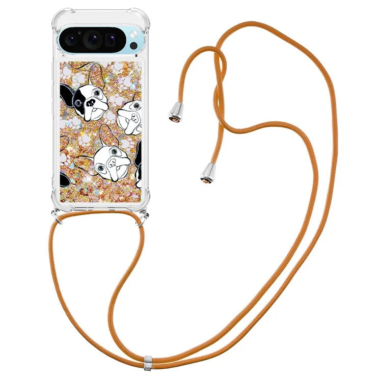 YB Quicksand Series-5 for Google Pixel 9 Case Pattern Printed Liquid Sequins TPU Phone Cover