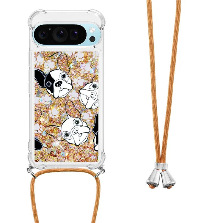YB Quicksand Series-5 for Google Pixel 9 Case Pattern Printed Liquid Sequins TPU Phone Cover