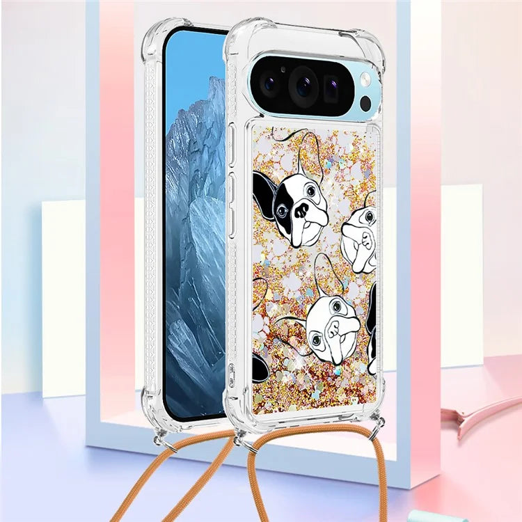 YB Quicksand Series-5 for Google Pixel 9 Case Pattern Printed Liquid Sequins TPU Phone Cover