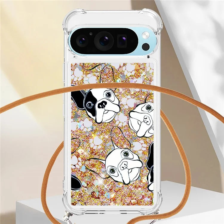 YB Quicksand Series-5 for Google Pixel 9 Case Pattern Printed Liquid Sequins TPU Phone Cover