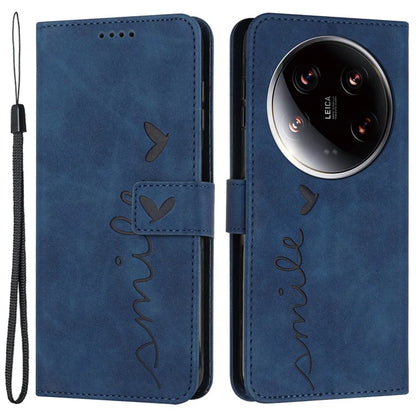 For Xiaomi 14 Ultra Case PU Leather Magnetic Folio Phone Cover Imprinted Love Heart