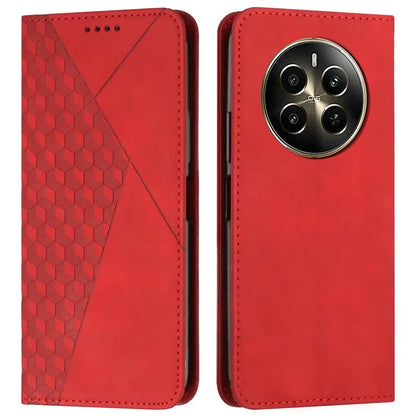 For Realme 12 Pro 5G / 12 Pro+ 5G Phone Case Wallet Splicing Rhombus PU Leather Flip Cover
