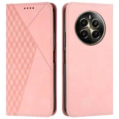 For Realme 12 Pro 5G / 12 Pro+ 5G Phone Case Wallet Splicing Rhombus PU Leather Flip Cover