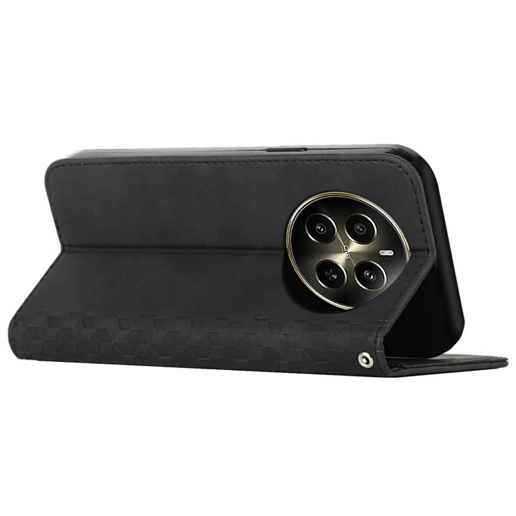 For Realme 12 Pro 5G / 12 Pro+ 5G Phone Case Wallet Splicing Rhombus PU Leather Flip Cover