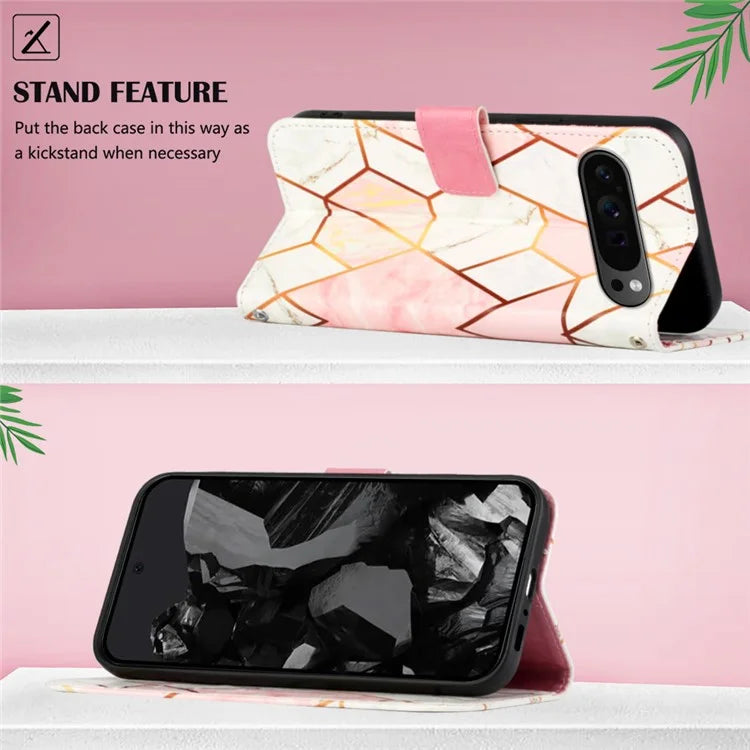 YB Pattern Printing Leather Series-6 For Google Pixel 9 Pro Wallet Phone Case with Shoulder Strap