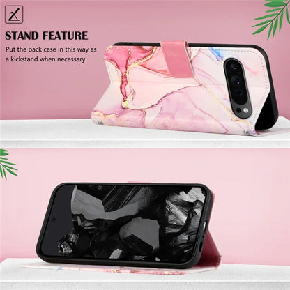 YB Pattern Printing Leather Series-6 For Google Pixel 9 Pro Wallet Phone Case with Shoulder Strap