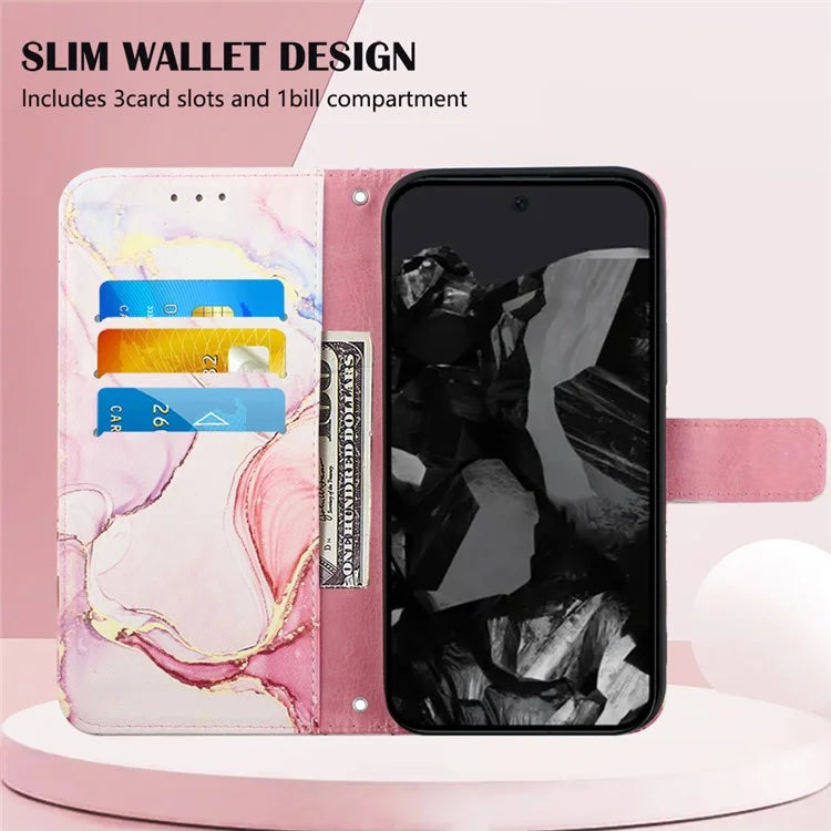 YB Pattern Printing Leather Series-6 For Google Pixel 9 Pro Wallet Phone Case with Shoulder Strap