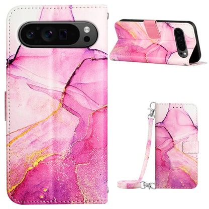 YB Pattern Printing Leather Series-6 For Google Pixel 9 Pro Wallet Phone Case with Shoulder Strap