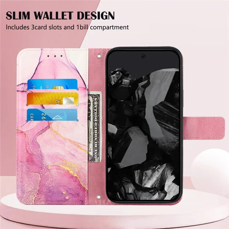 YB Pattern Printing Leather Series-6 For Google Pixel 9 Pro Wallet Phone Case with Shoulder Strap