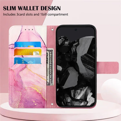 YB Pattern Printing Leather Series-6 For Google Pixel 9 Pro Wallet Phone Case with Shoulder Strap