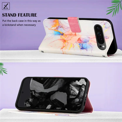 YB Pattern Printing Leather Series-6 For Google Pixel 9 Pro Wallet Phone Case with Shoulder Strap