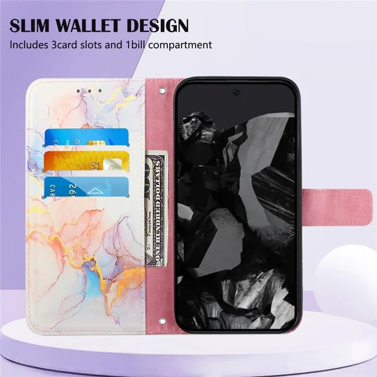 YB Pattern Printing Leather Series-6 For Google Pixel 9 Pro Wallet Phone Case with Shoulder Strap