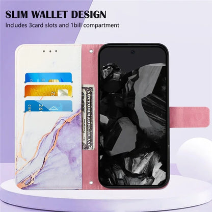 YB Pattern Printing Leather Series-6 For Google Pixel 9 Pro Wallet Phone Case with Shoulder Strap