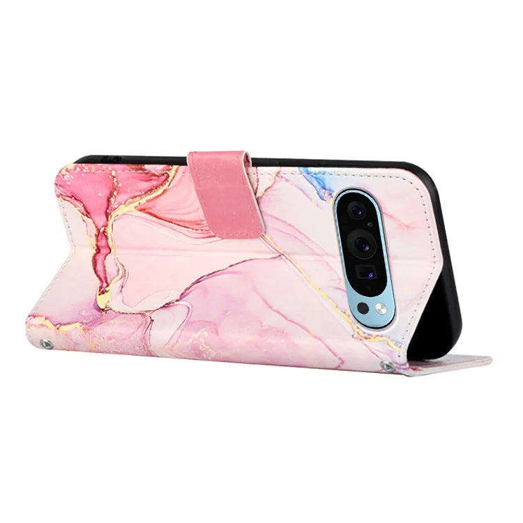 YB Pattern Printing Leather Series-5 For Google Pixel 9 Case Wallet Stand Phone Cover Marble Pattern