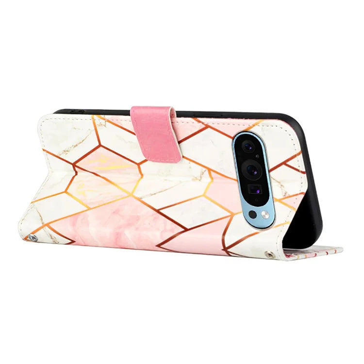 YB Pattern Printing Leather Series-5 For Google Pixel 9 Case Wallet Stand Phone Cover Marble Pattern