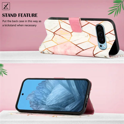 YB Pattern Printing Leather Series-5 For Google Pixel 9 Case Wallet Stand Phone Cover Marble Pattern