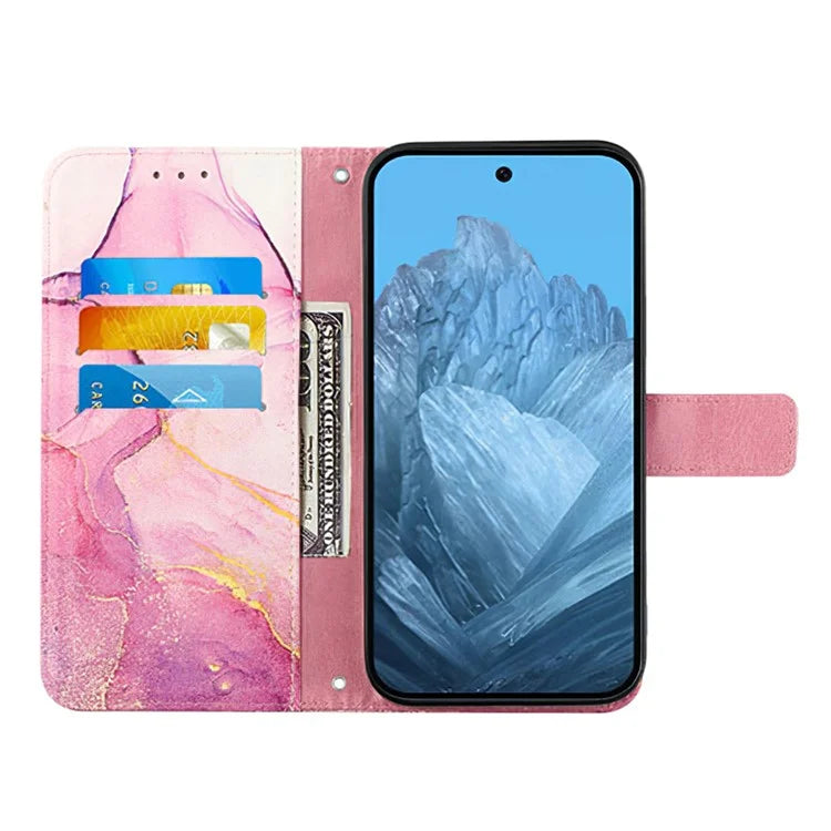 YB Pattern Printing Leather Series-5 For Google Pixel 9 Case Wallet Stand Phone Cover Marble Pattern
