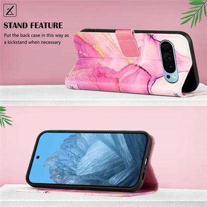 YB Pattern Printing Leather Series-5 For Google Pixel 9 Case Wallet Stand Phone Cover Marble Pattern