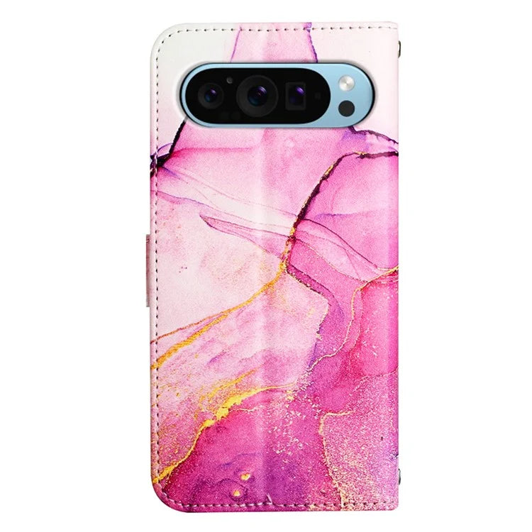 YB Pattern Printing Leather Series-5 For Google Pixel 9 Case Wallet Stand Phone Cover Marble Pattern