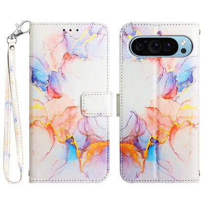 YB Pattern Printing Leather Series-5 For Google Pixel 9 Case Wallet Stand Phone Cover Marble Pattern