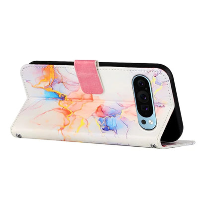 YB Pattern Printing Leather Series-5 For Google Pixel 9 Case Wallet Stand Phone Cover Marble Pattern