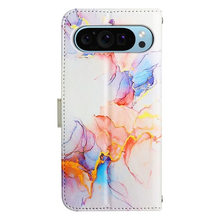 YB Pattern Printing Leather Series-5 For Google Pixel 9 Case Wallet Stand Phone Cover Marble Pattern