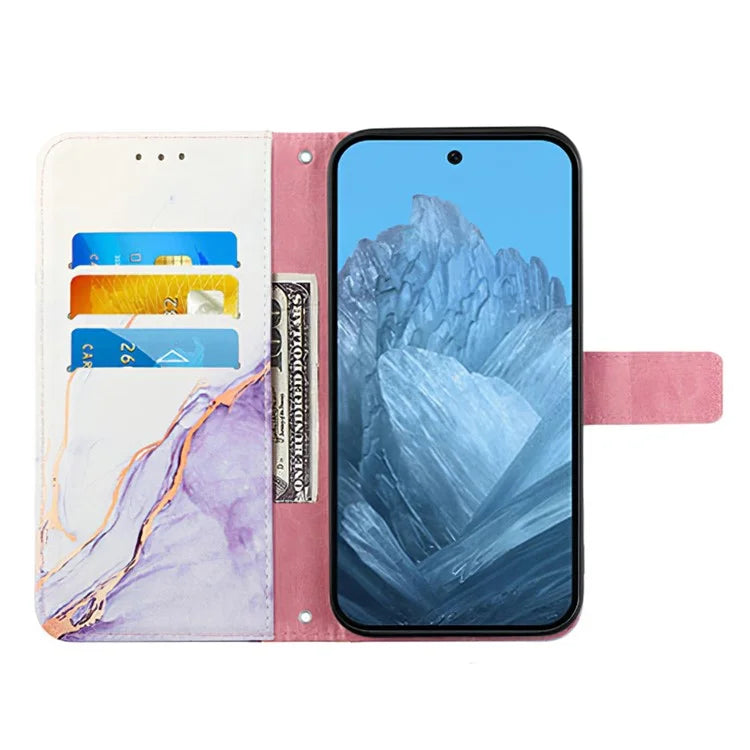 YB Pattern Printing Leather Series-5 For Google Pixel 9 Case Wallet Stand Phone Cover Marble Pattern
