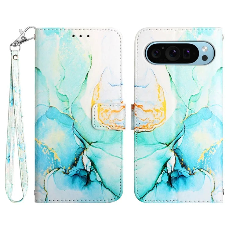 YB Pattern Printing Leather Series-5 For Google Pixel 9 Case Wallet Stand Phone Cover Marble Pattern